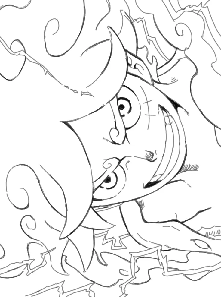 Lineart de Luffy Gear5