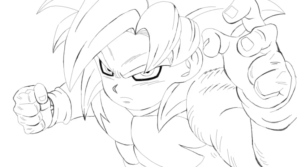 Base lineart de Goku SSJ4