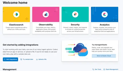 Interface Kibana lancée avec succès